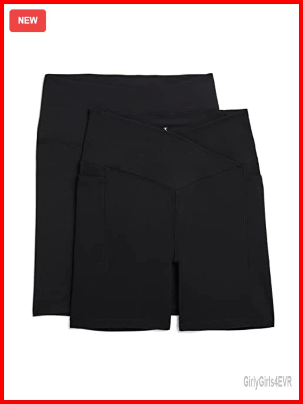 Women's 2-Pack 7" Compression Bike Shorts High Rise Crossover Waistband Yoga